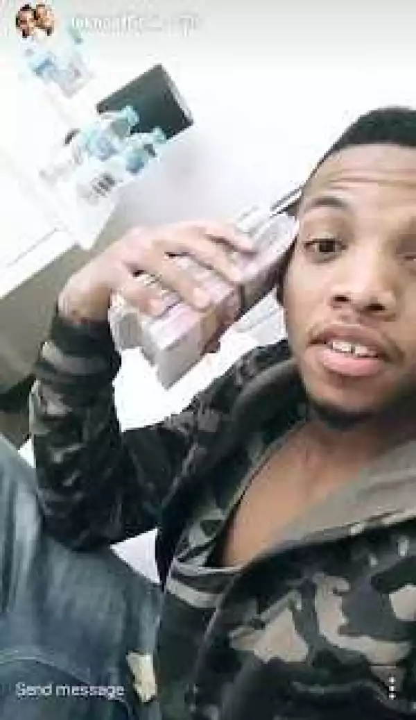 Tekno and his new iPhone7 Pose With Stacks Of Pounds Sterling [Photos]